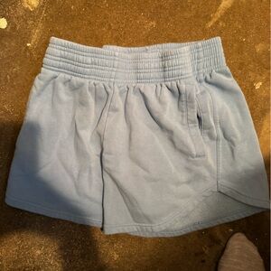 Light Blue Elastic Waist Shorts